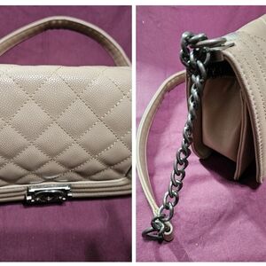 Tan Quilted flip-top bag